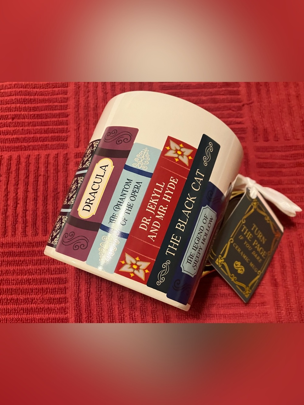 NWT Sunday Morning "Turn the Page if You Dare" Gothic Classic Literature Mug